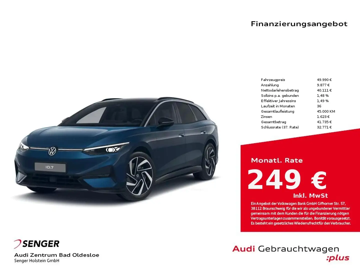 Volkswagen ID.7 Tourer Pro Nav Pano Matrix AHK DCC HuD Blau - 1