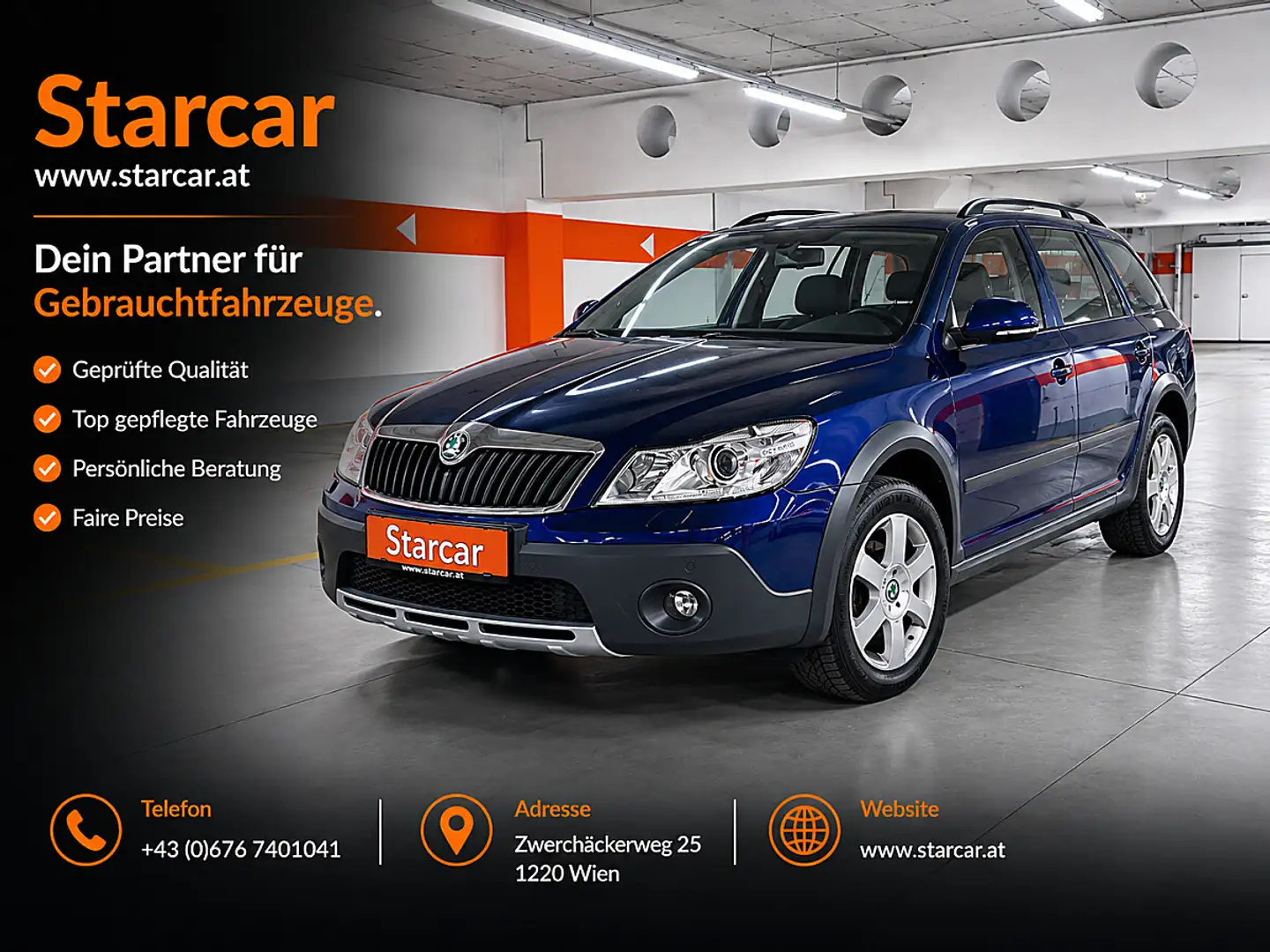 Skoda Octavia Combi 2,0 Scout TDI CR DPF 4x4 DSG Blau - 1