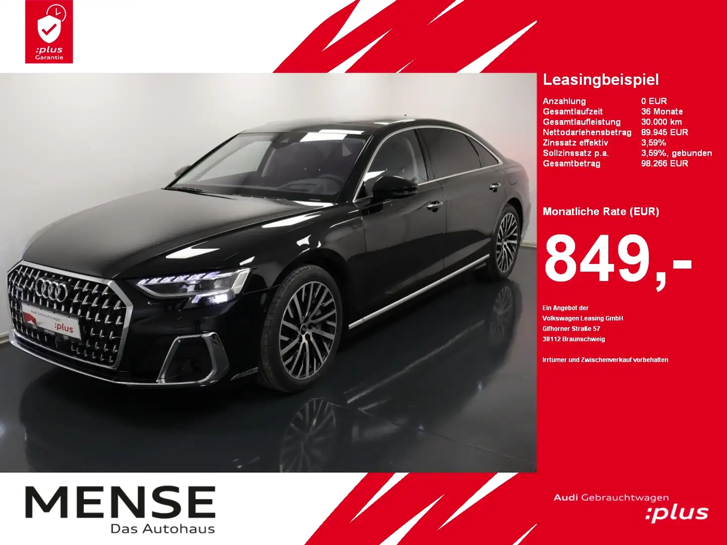 Audi A8 lang 60 TFSI e quattro |Matrix|Luft|Pano|B&O Negro - 1