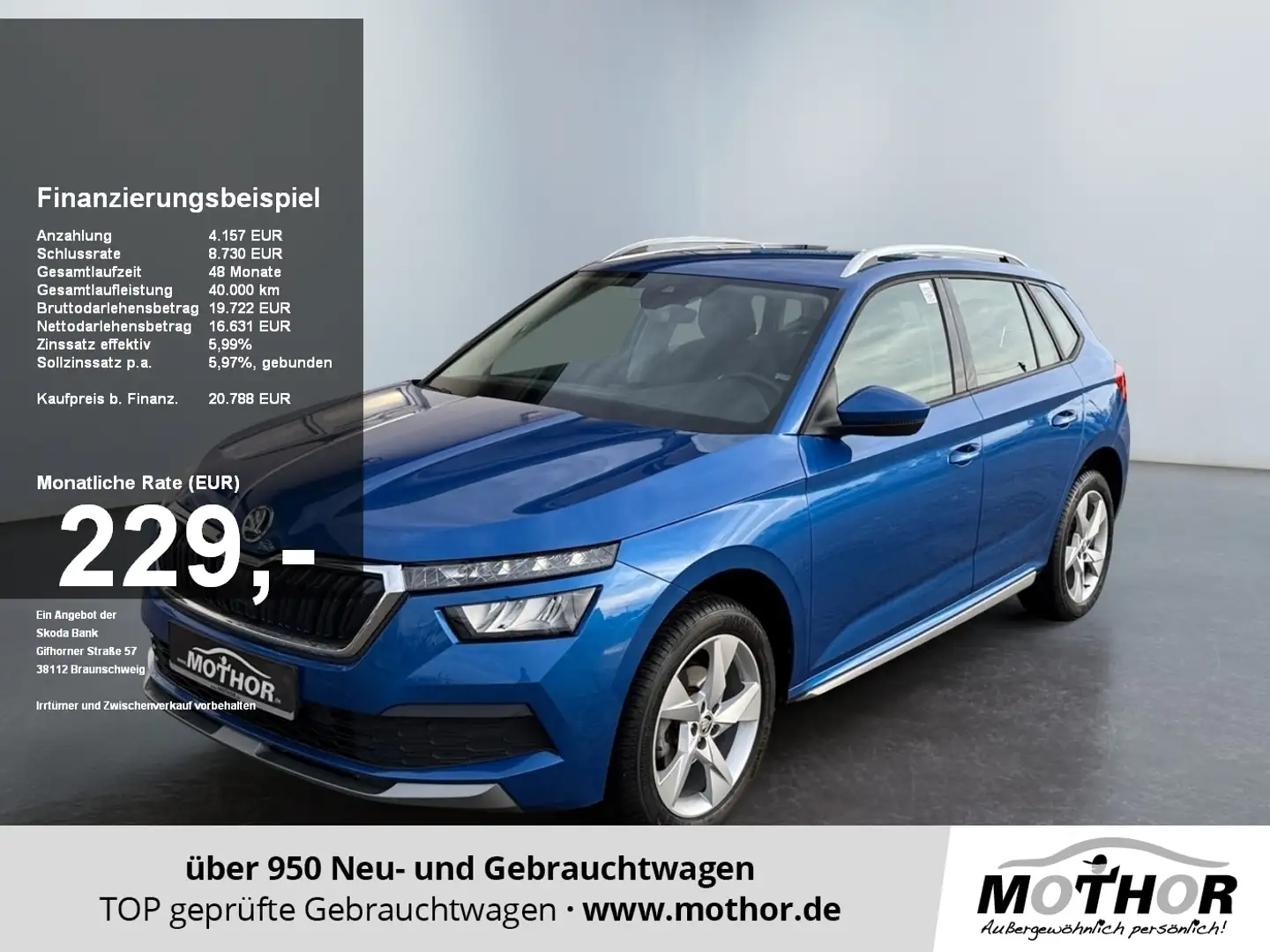 Skoda Kamiq Style 1.0 TSI DSG Spurhalteassistent Blau - 1