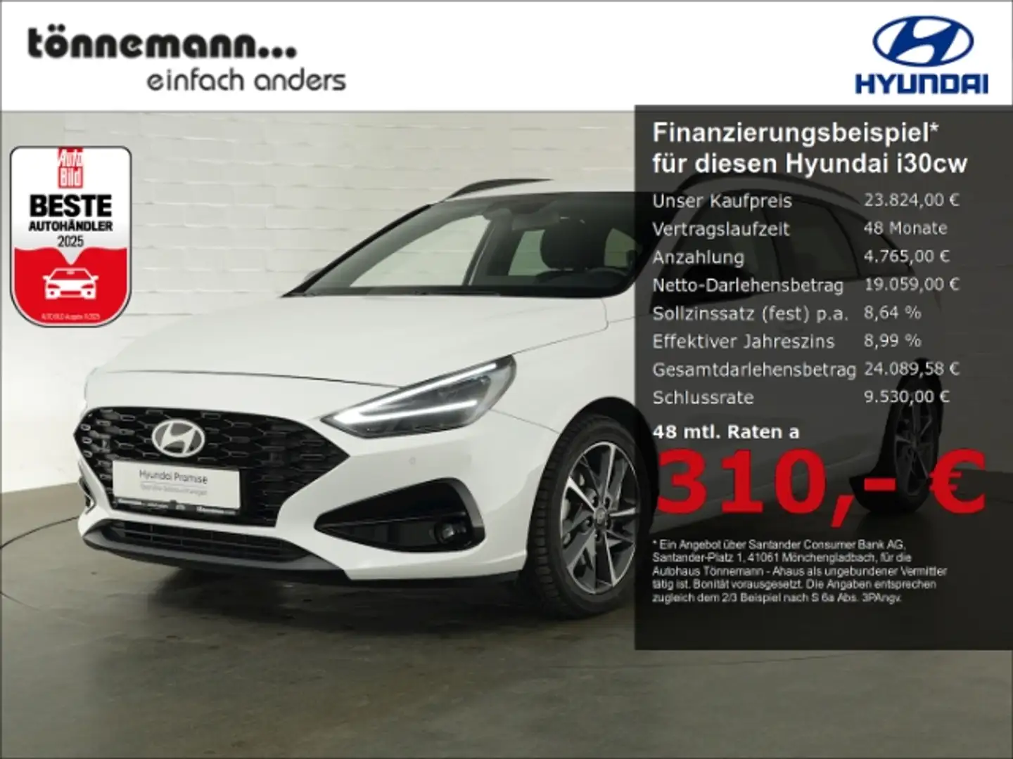 Hyundai i30 FACELIFT T-GDI ADVANTAGE DCT+VOLL LED+NAVI+RÜCKFAH Weiß - 1