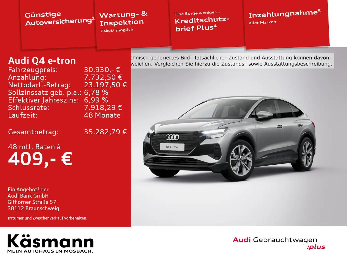 Audi Q4 e-tron Sportback 40 AHK NAV ACC SONOS PDC SHZ Grau - 1