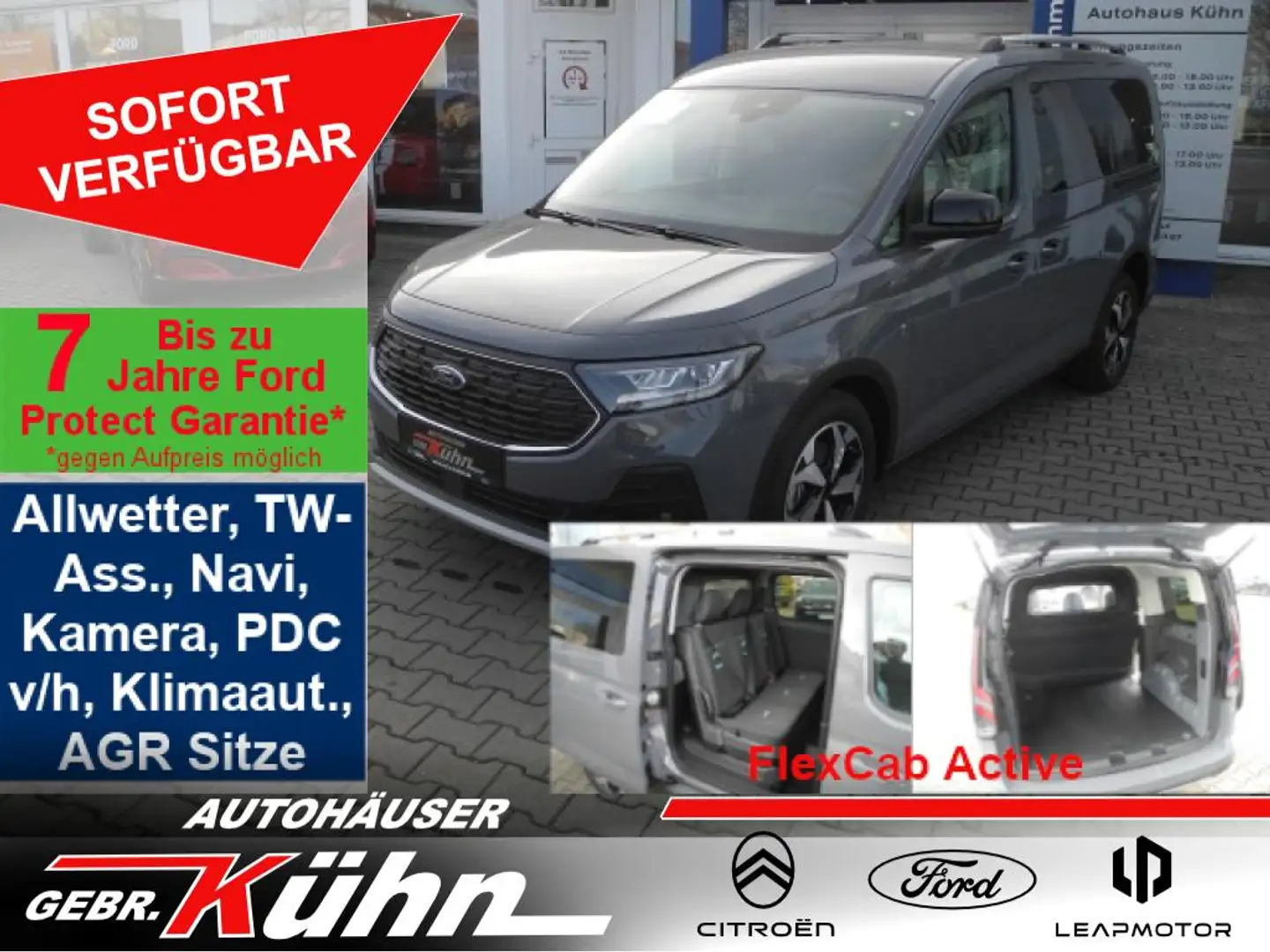 Ford Transit Connect Grand L2 Autm. FlexCab Active - Allw., Navi, TW Grau - 1