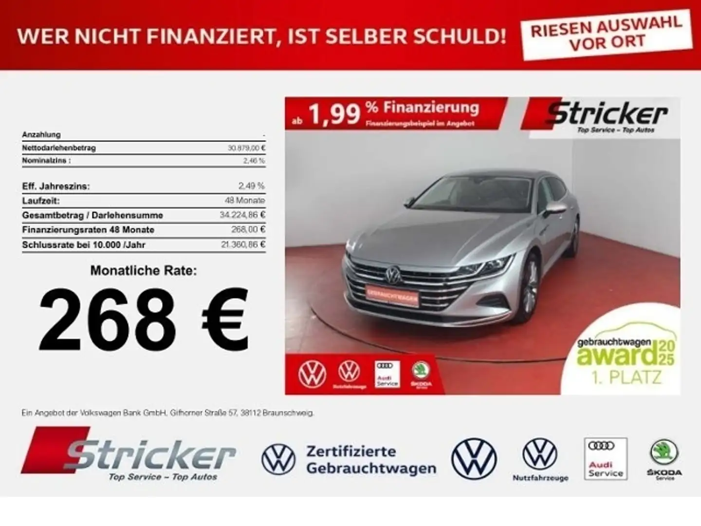 Volkswagen Arteon Shooting Brake Elegance 2.0TSI DSG 286,-ohne Anza Silber - 1