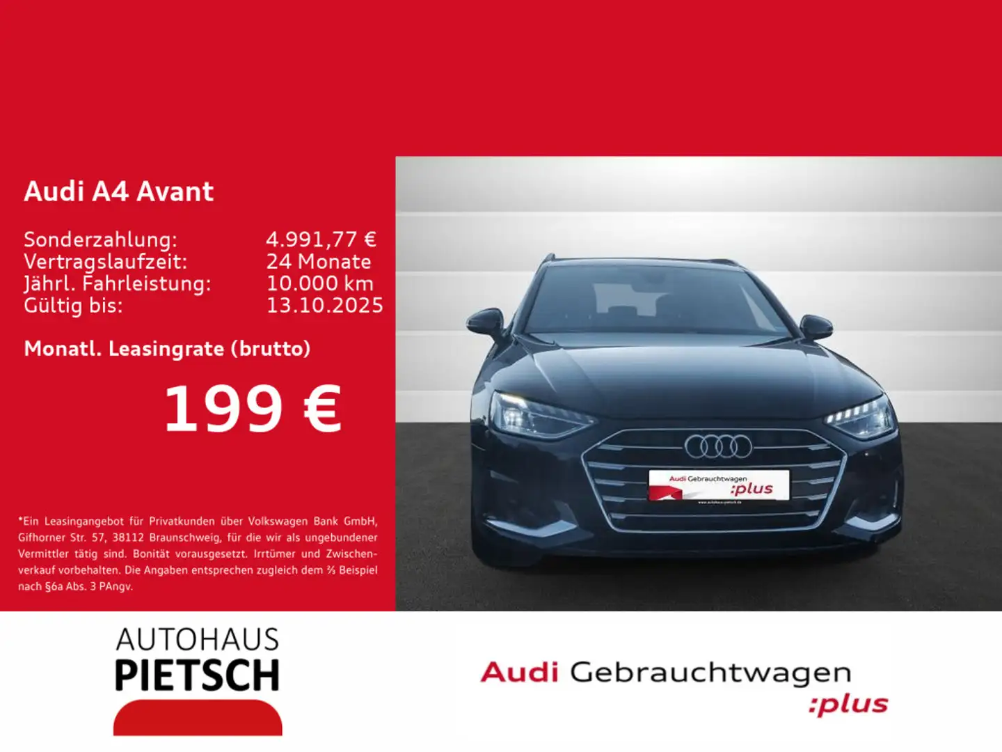 Audi A4 40 TDI advanced LED Pano Keyless Leder Noir - 1