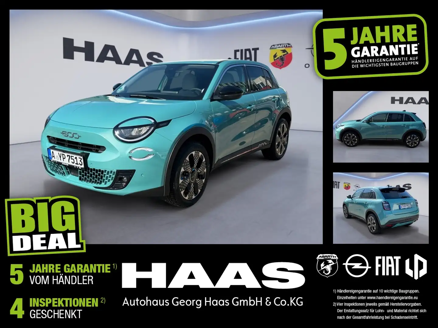 Fiat 600 1.2 La Prima Lederausstattung, Bluetooth Niebieski - 1