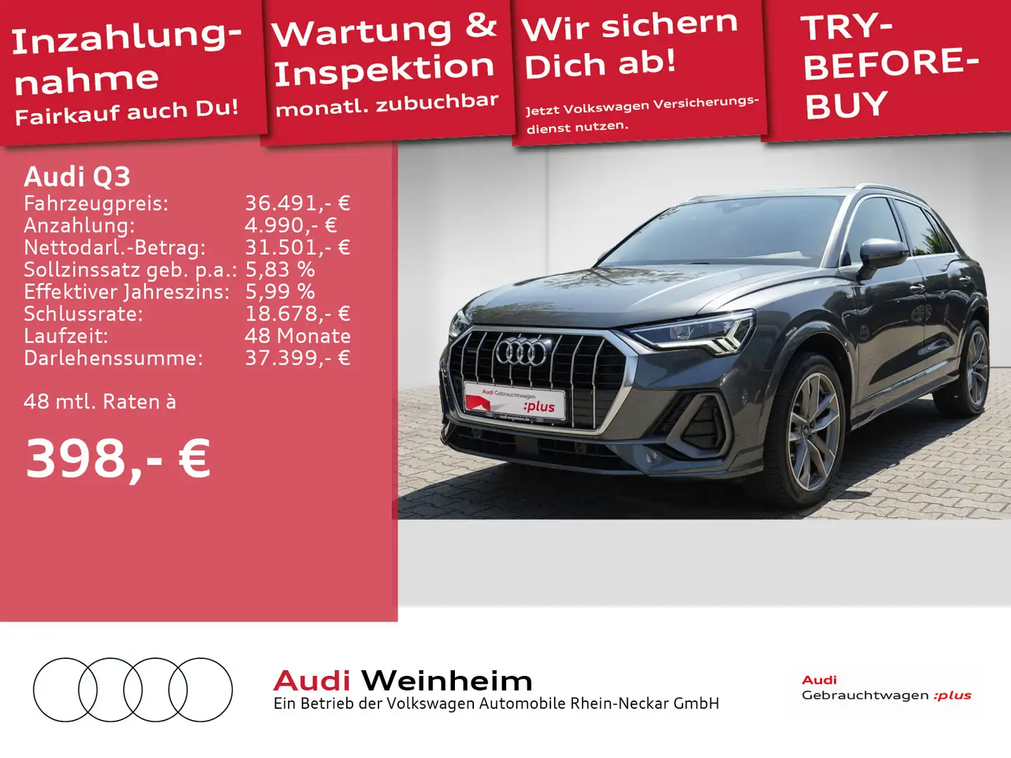 Audi Q3 40 TFSI quattro S line S tronic Pano LED uvm Grau - 1
