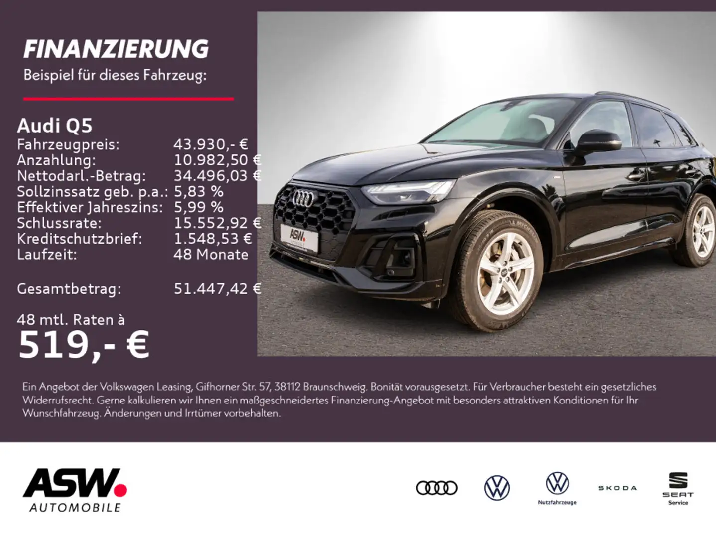 Audi Q5 S line 50TFSI e quattr NAVI MATRIX RFK ACC VC Schwarz - 1