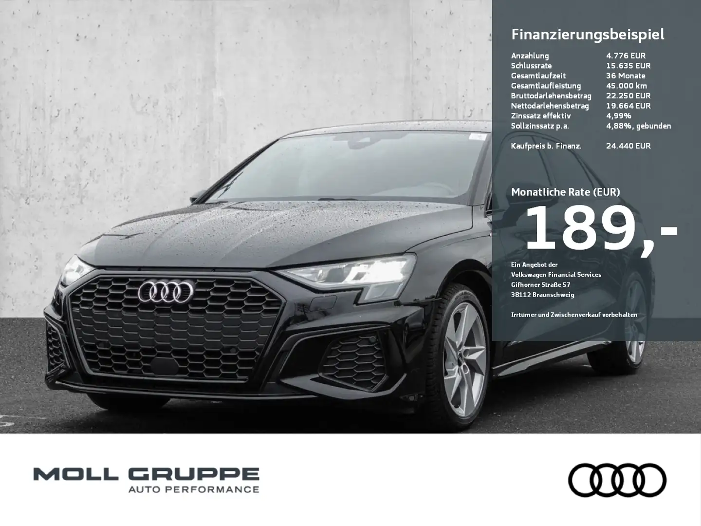 Audi A3 Limousine S line 30 TFSI Schaltgetriebe PDC crna - 1