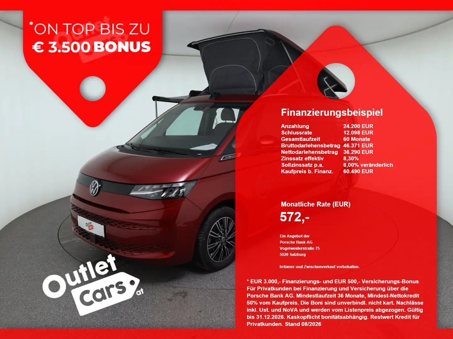 Volkswagen T7 California 1.5 TSI PHEV Beach Camper ASSIST Rot - 1