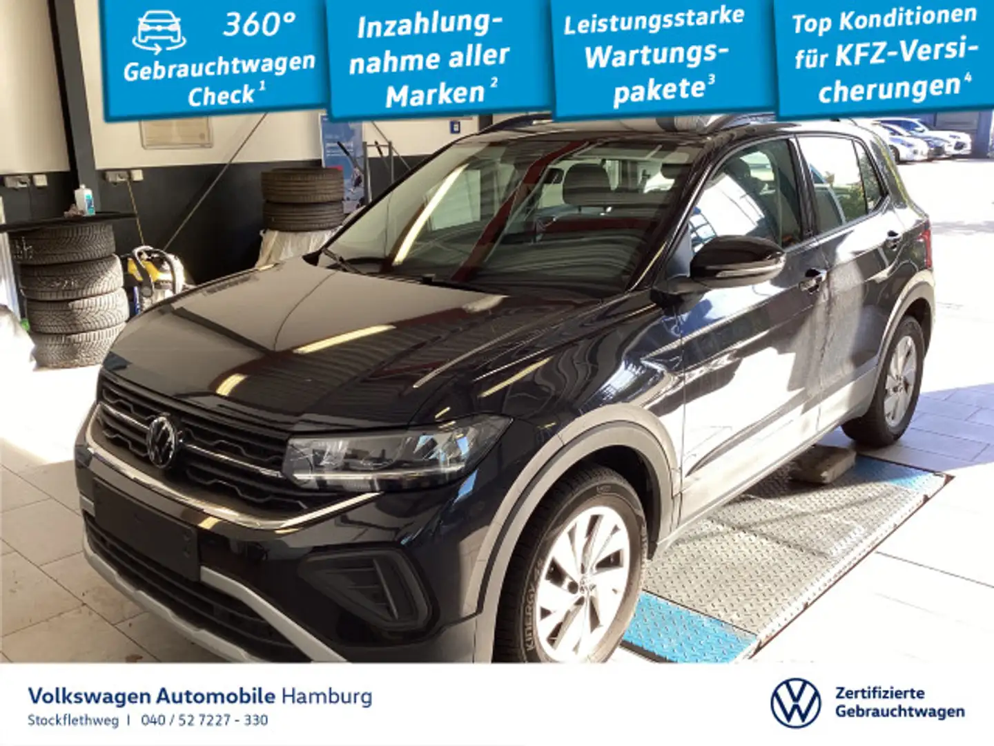 Volkswagen T-Cross 1.0 TSI Life DSG Navi ACC CarPlay LED Schwarz - 1
