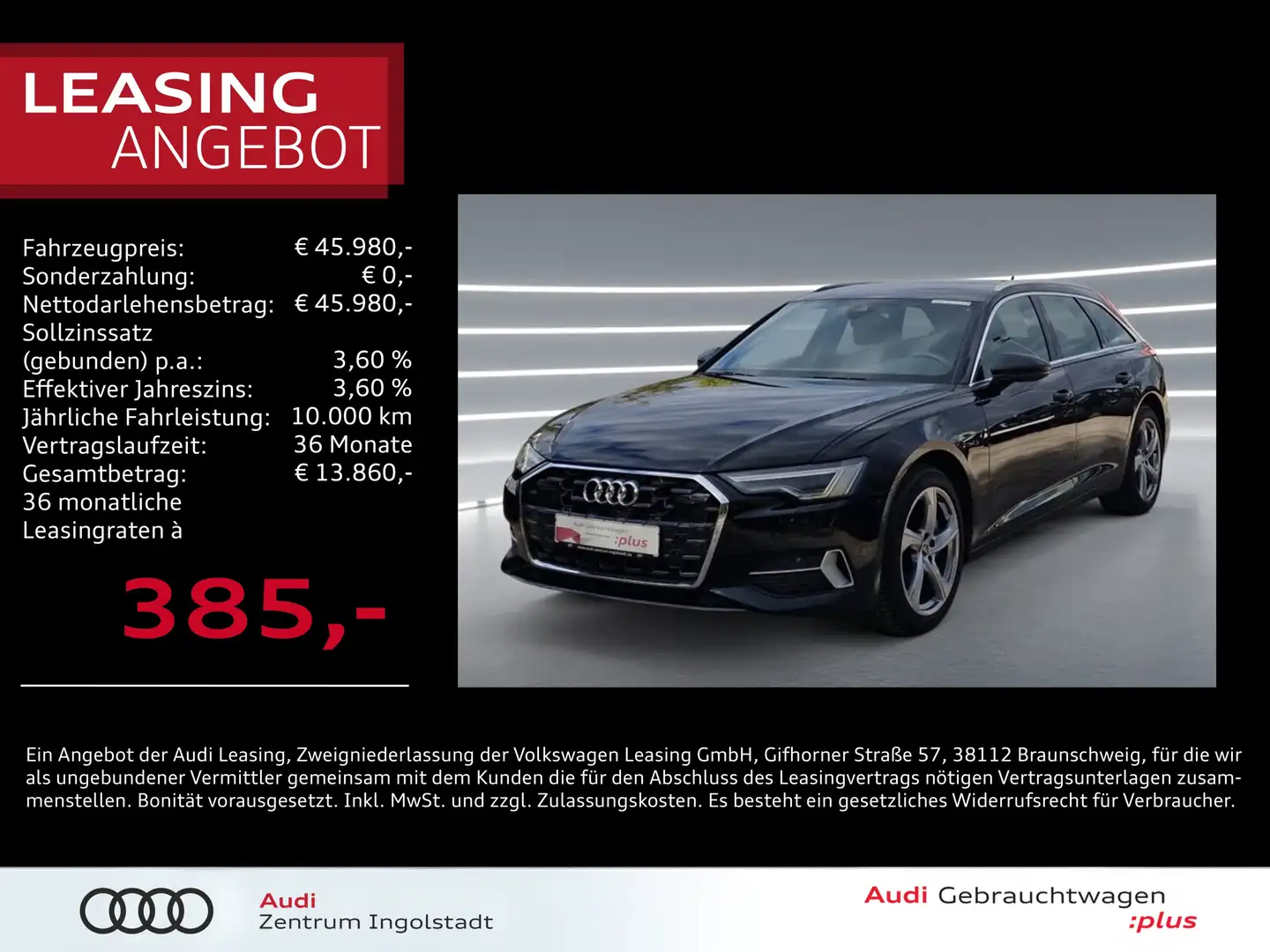 Audi A6 Avant 45 TFSI MATRIX AHK ACC KAM Advanced Schwarz - 1