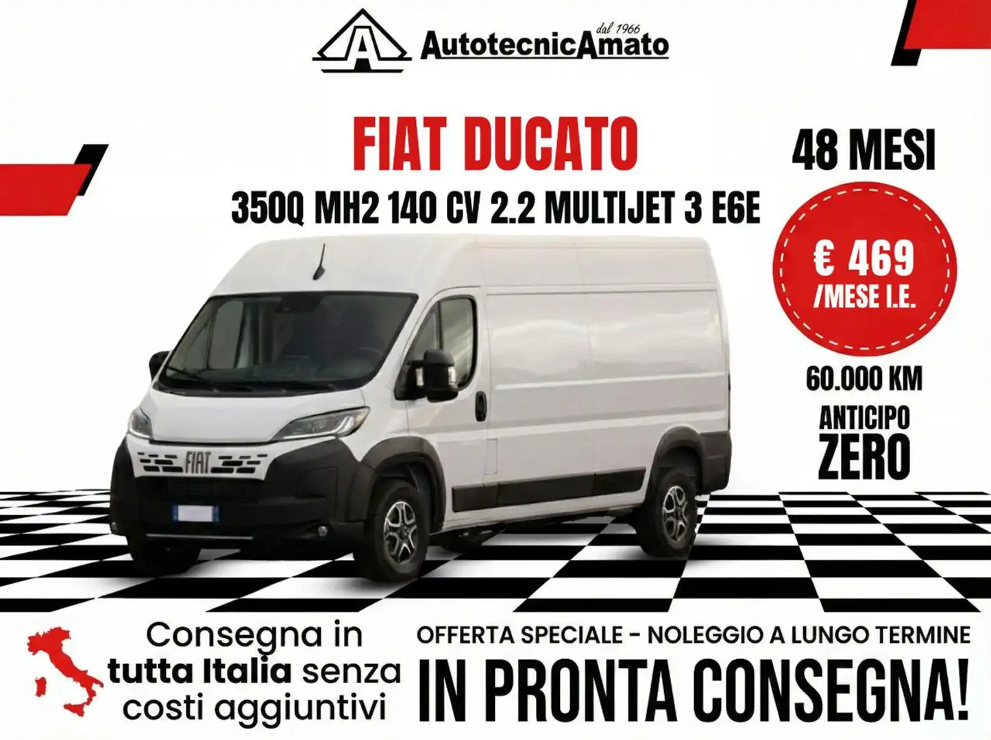 Fiat Ducato 350Q MH2 140 CV 2.2 Multijet 3 E6E Bianco - 1