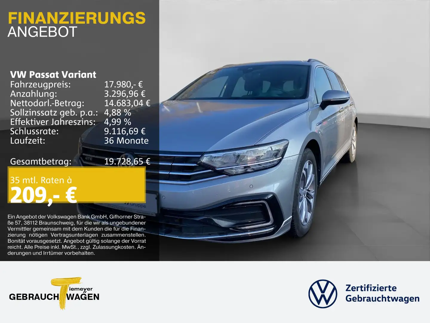 Volkswagen Passat Variant 1.4 TSI GTE NAVI LED KAMERA ACC Silber - 1