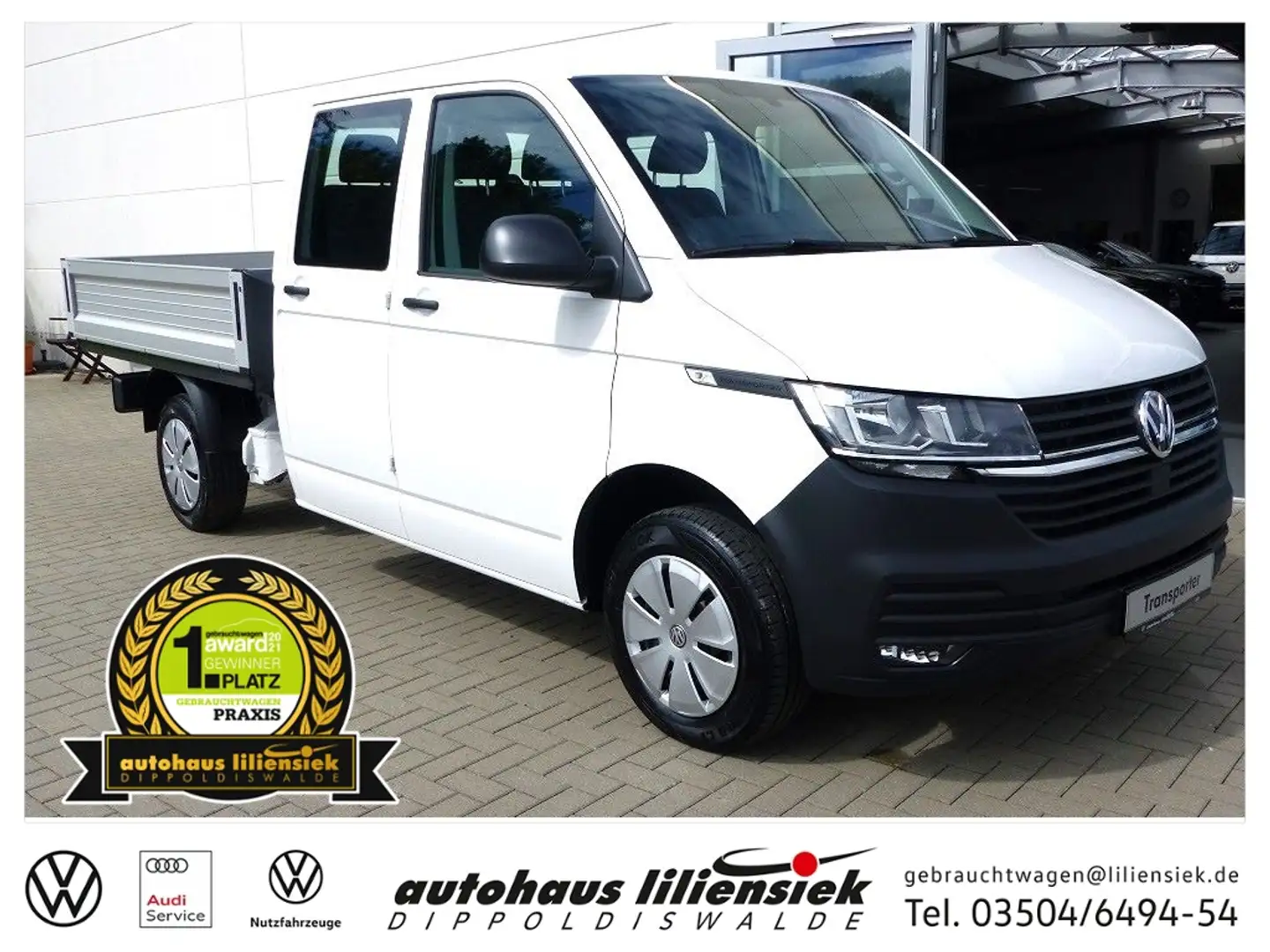 Volkswagen T6.1 Pritsche 2.0 TDI DoKa LR *AHK*Klima*ZV* Blanc - 1