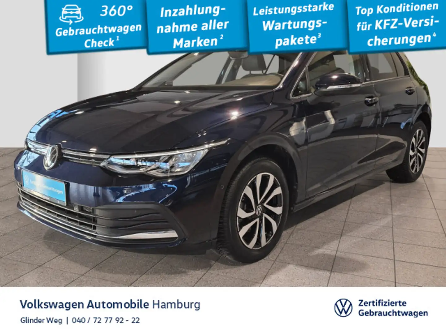 Volkswagen Golf VIII 1.0 eTSI Active DSG LED Kamera Blau - 1