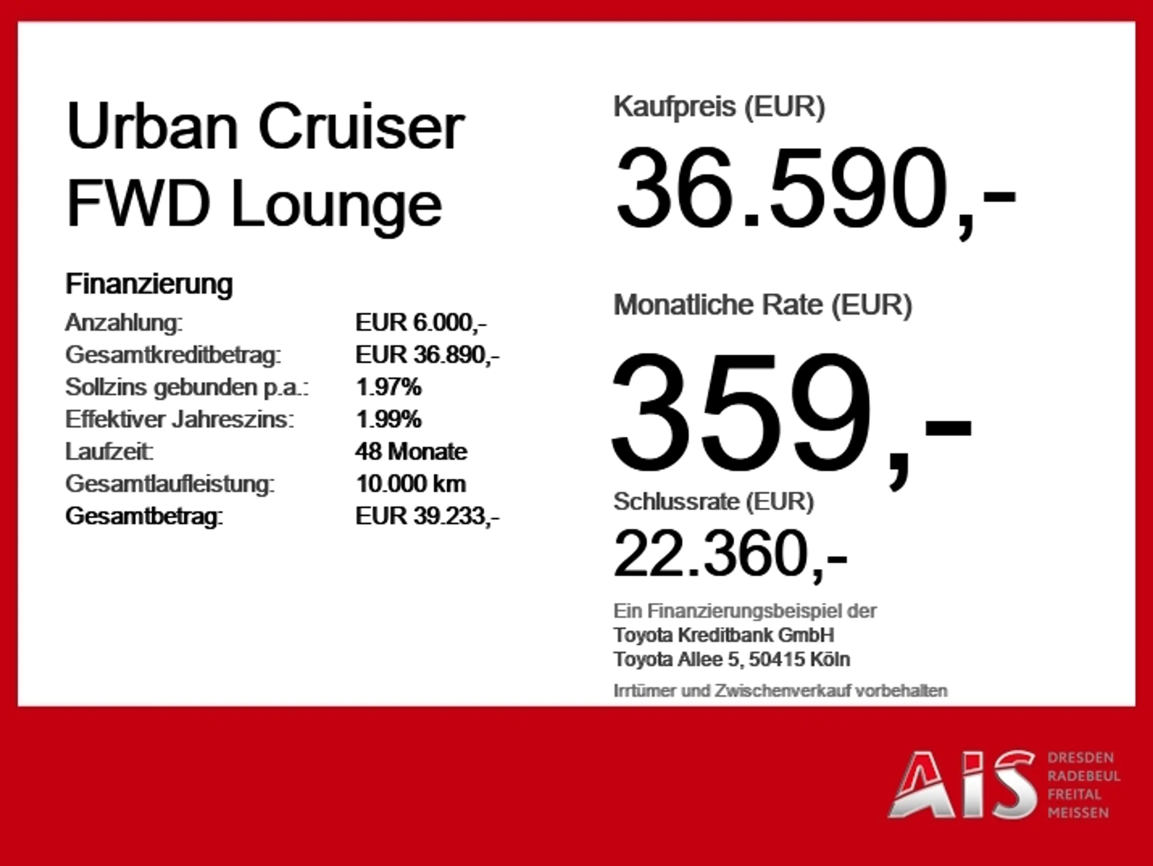 Toyota Urban Cruiser FWD Lounge ACC Pano SHZ 360 — photo 6