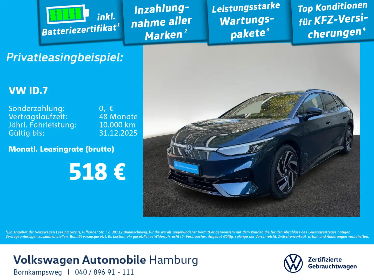 Volkswagen ID.7 Tourer Pro S Navi LED 360° AHK Easy Open Blau - 1