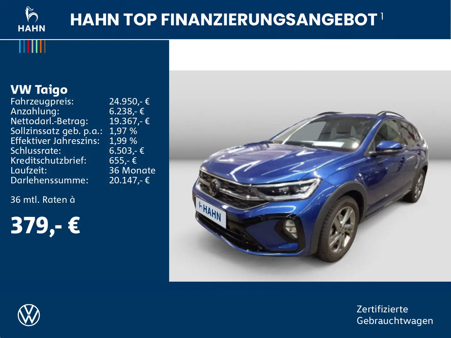 Volkswagen Taigo R-Line 1.5TSI ACC CAM MATRIX NAVI SITZHEIZ Bleu - 2