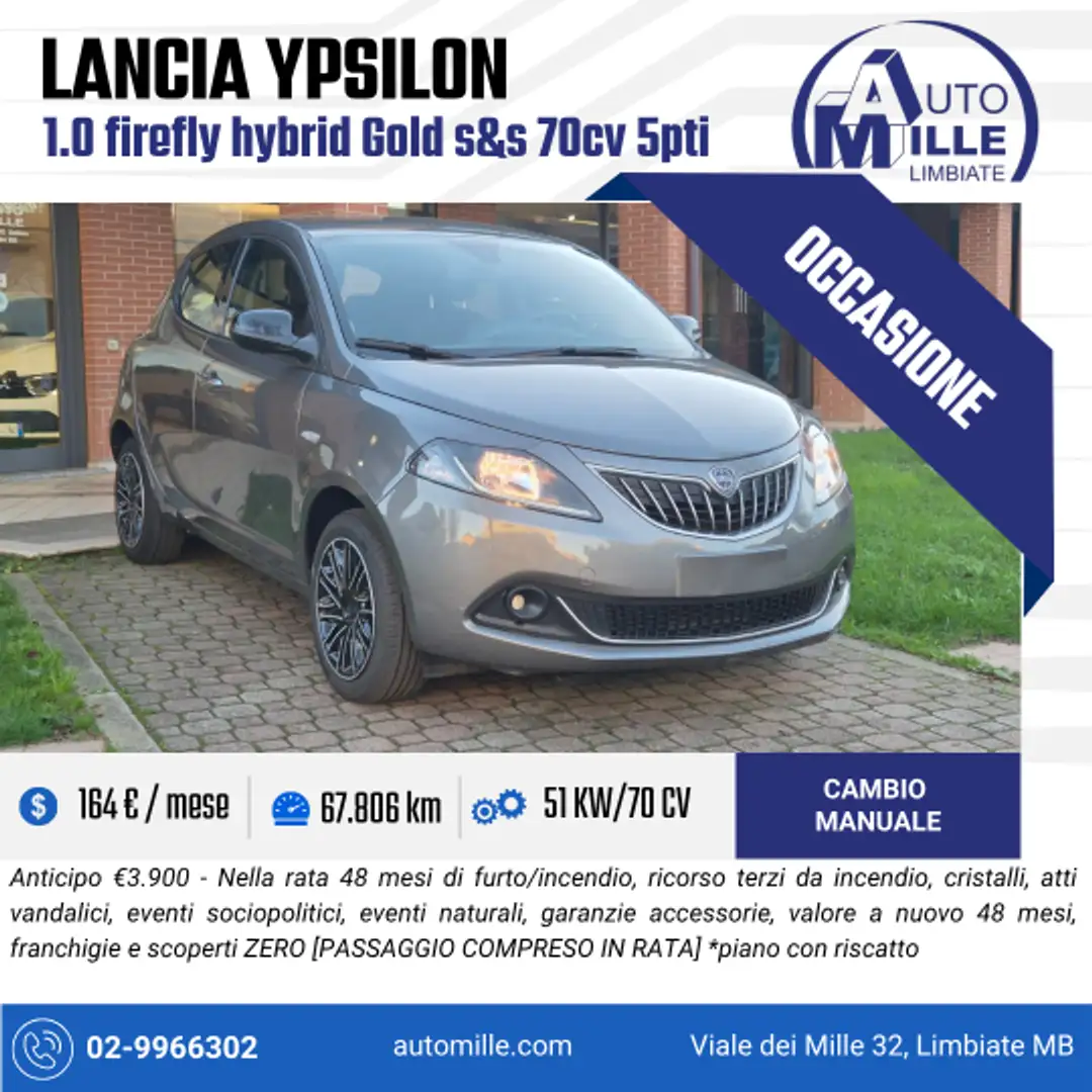 Lancia Ypsilon 1.0 firefly hybrid Gold s&s 70cv 5p.ti Grau - 1