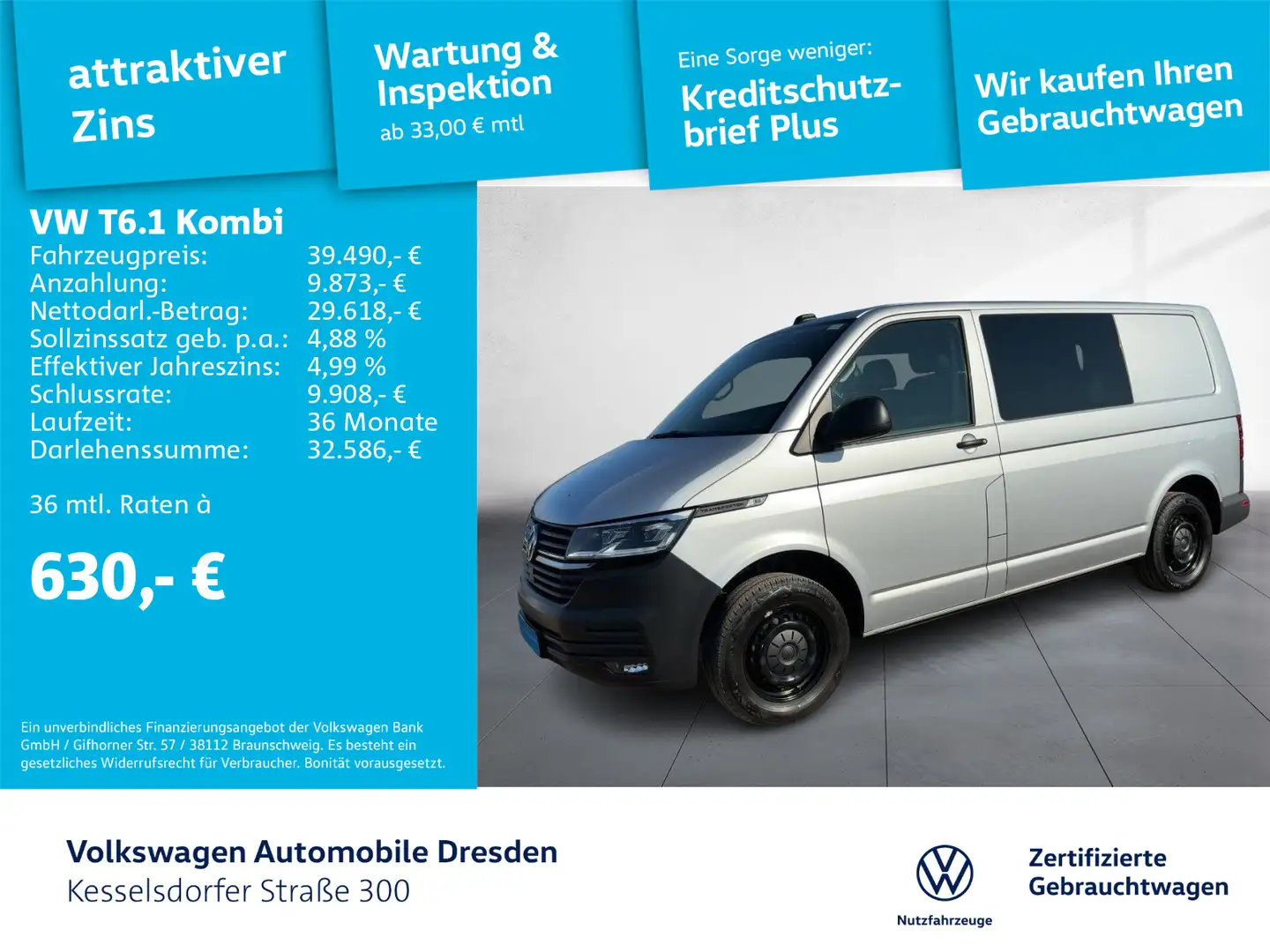 Volkswagen T6.1 Kombi 2.0 TDI Navi LED Sitzhzg. DAB Argintiu - 1