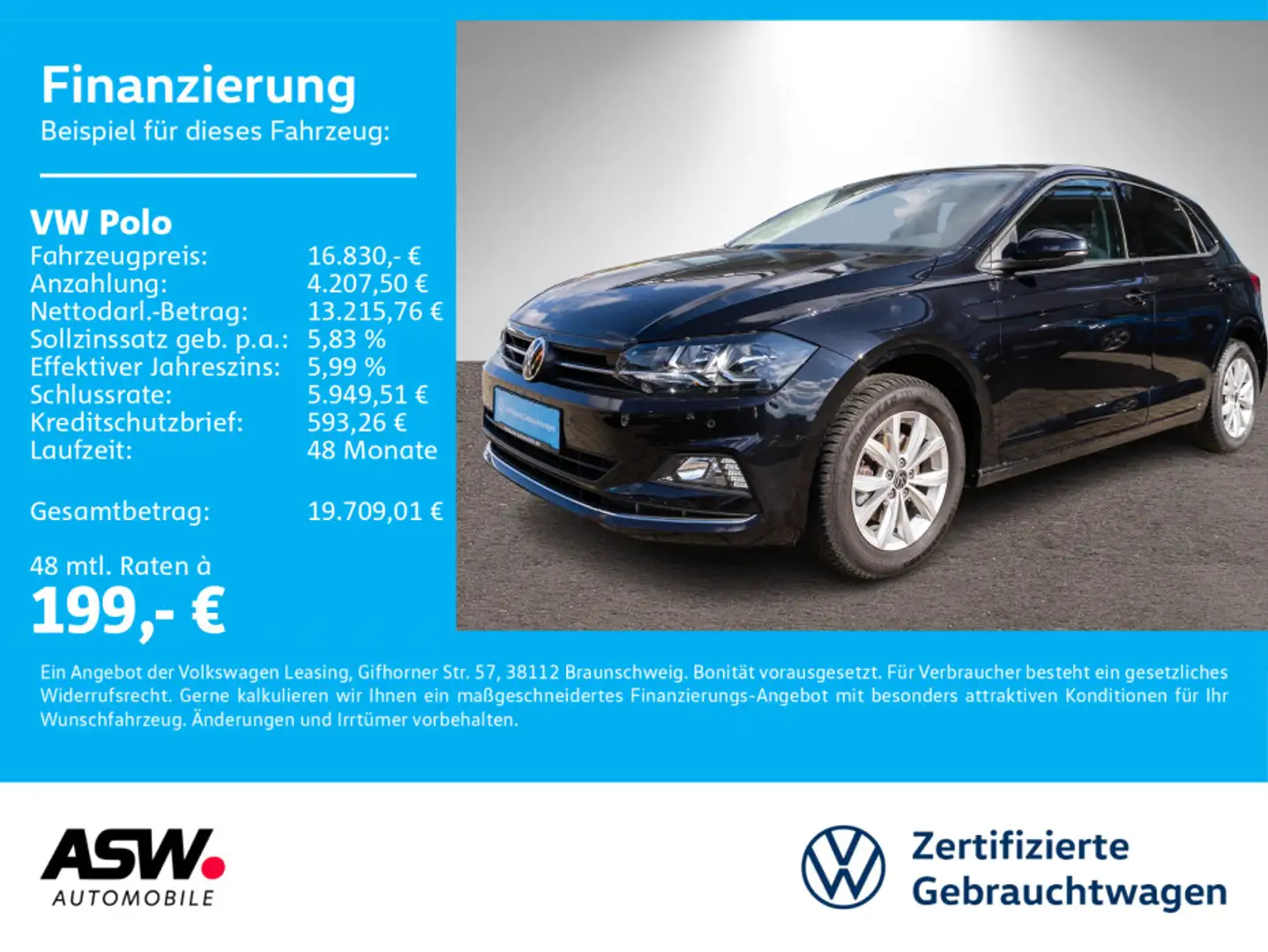 Volkswagen Polo Highline 1.0 TSI Navi ACC SHZ PDC AHK Schwarz - 1
