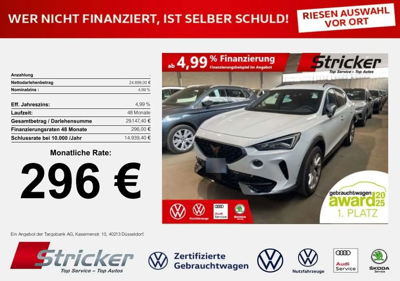 CUPRA Formentor 1.5TSI DSG 296,-ohne Anzahlung Navi ACC Kamera Weiß - 1