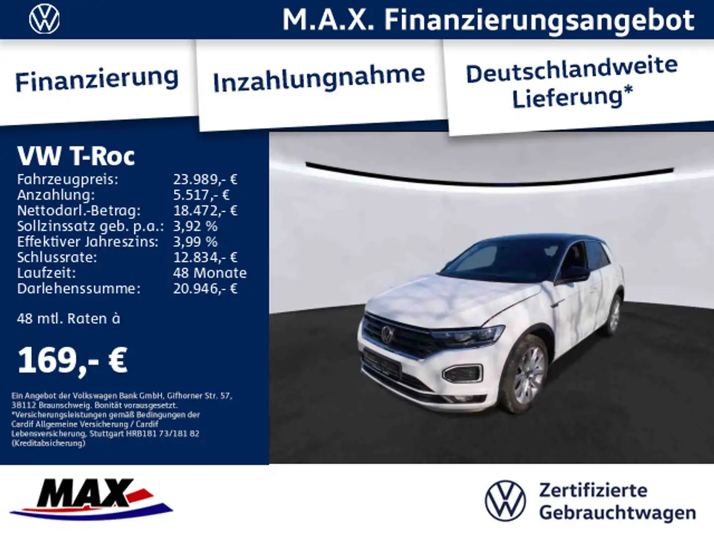 Volkswagen T-Roc 1.5 TSI DSG R-LINE LED+NAV+AHK+KAMERA+ACC+ Weiß - 1