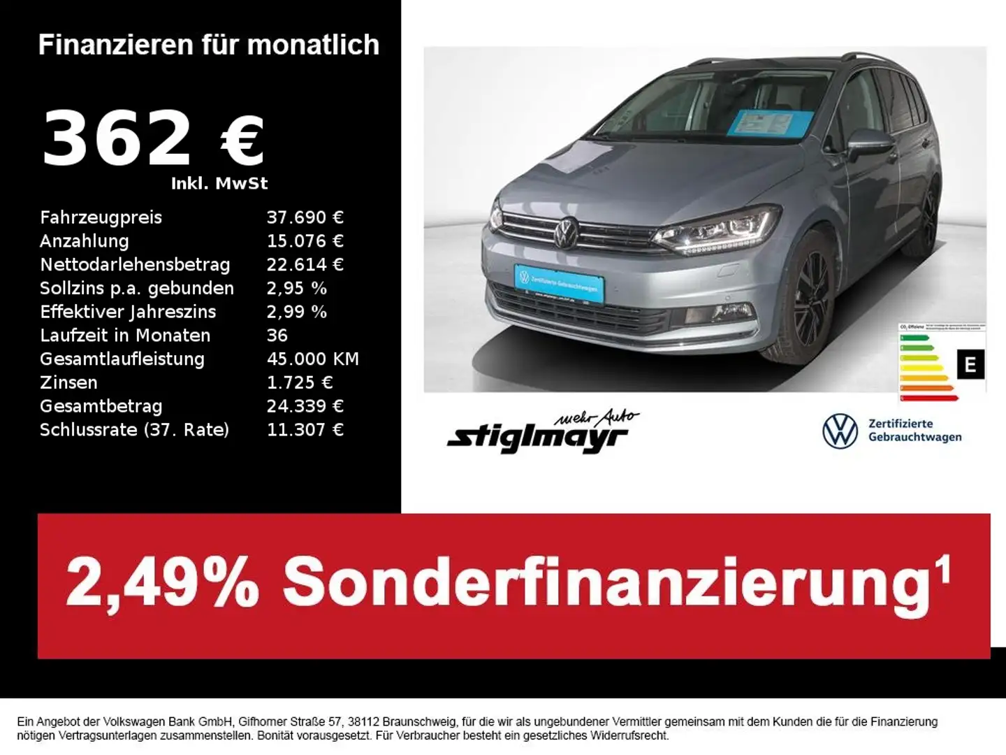 Volkswagen Touran Highline 2.0 TDI DSG AHK+Standheizung Argent - 1