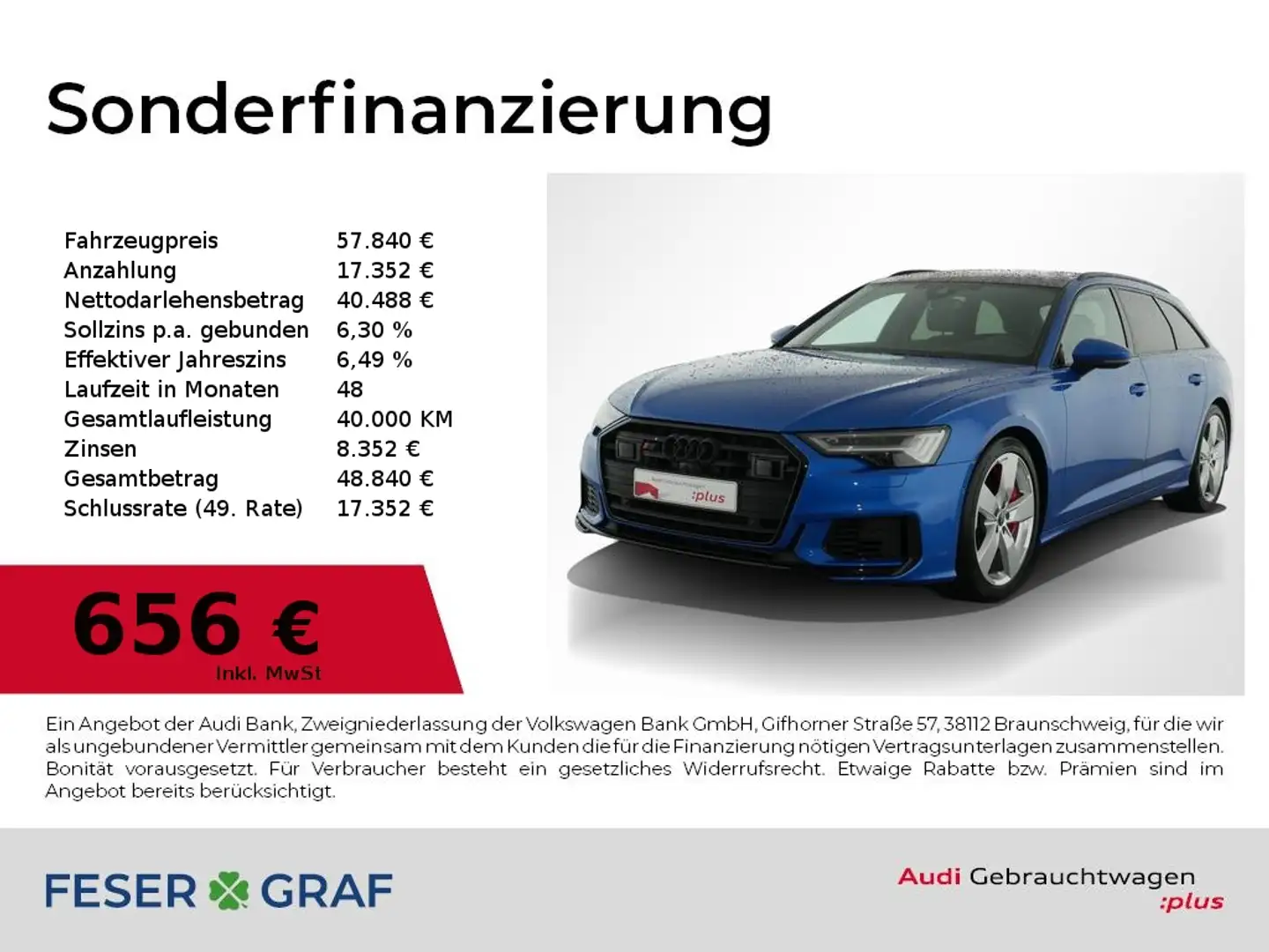 Audi S6 Avant TDI Luft/air,HDMatrix,HUD,Pano,Leder Blau - 1