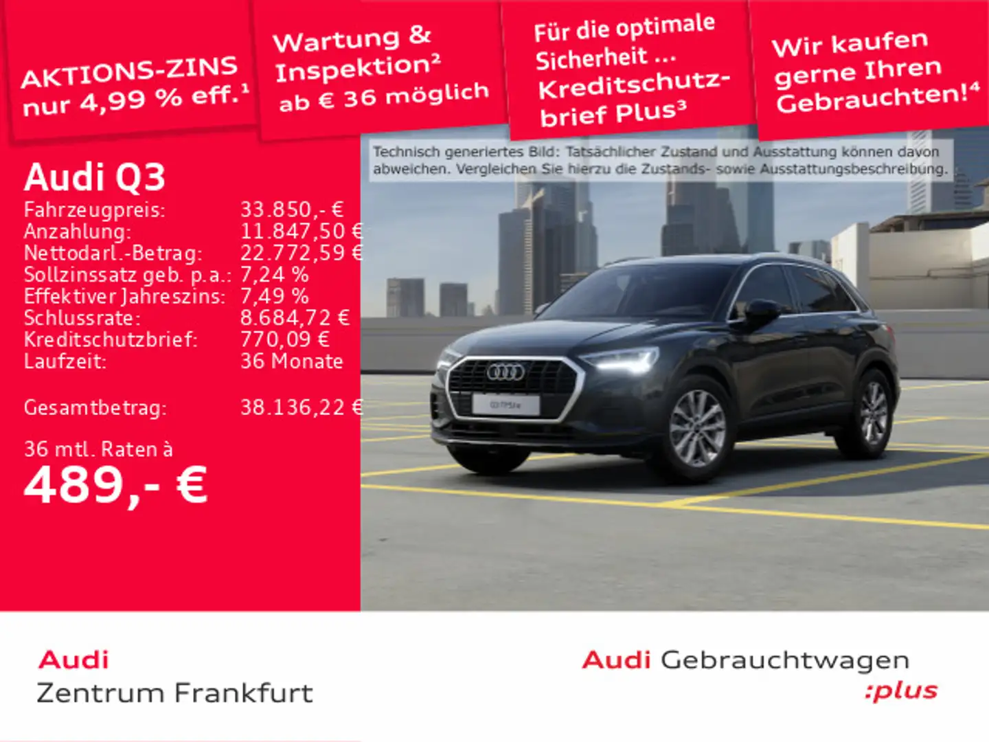 Audi Q3 45 TFSI e S tronic LED Navi Panorama Tempomat Schwarz - 1