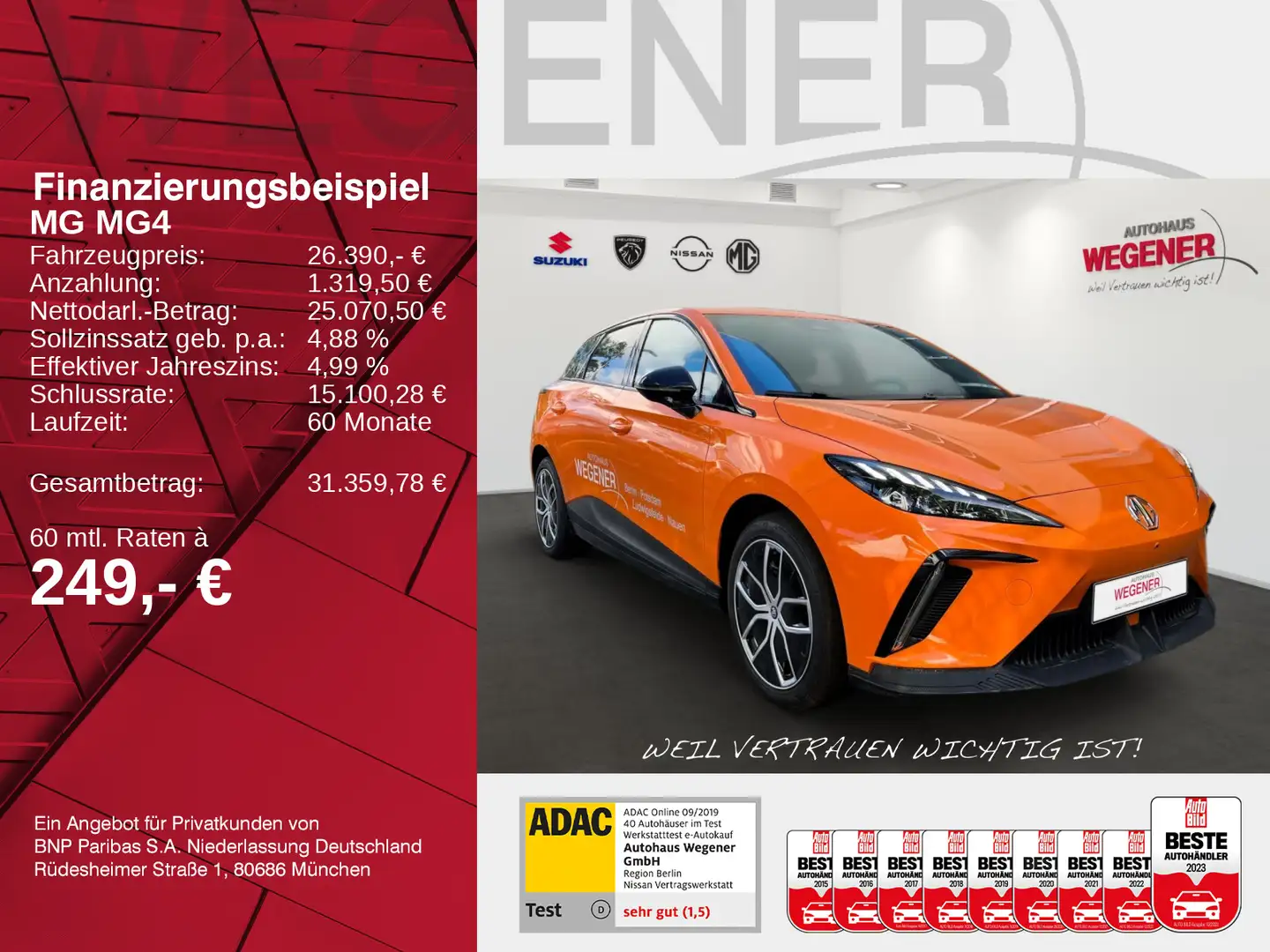 MG MG4 Electric 64 kWh Luxury/Wärmepumpe/360/LED Orange - 2