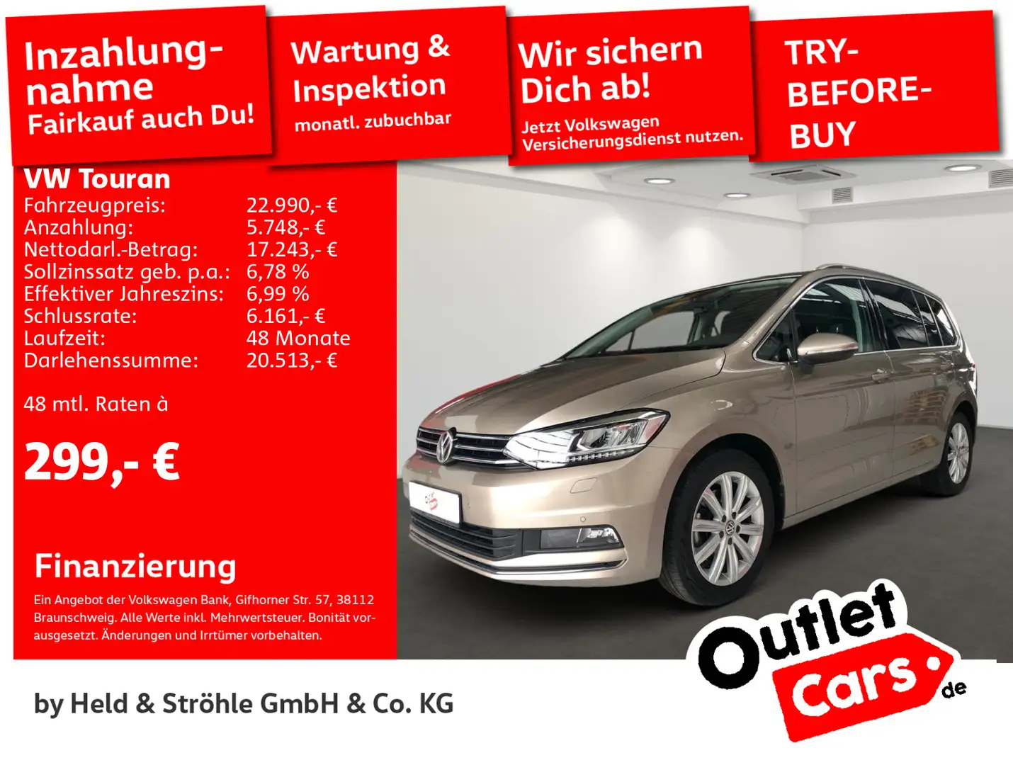 Volkswagen Touran Highline 1.4 TSI DSG LED AHK STANDHZG 17" Beige - 1
