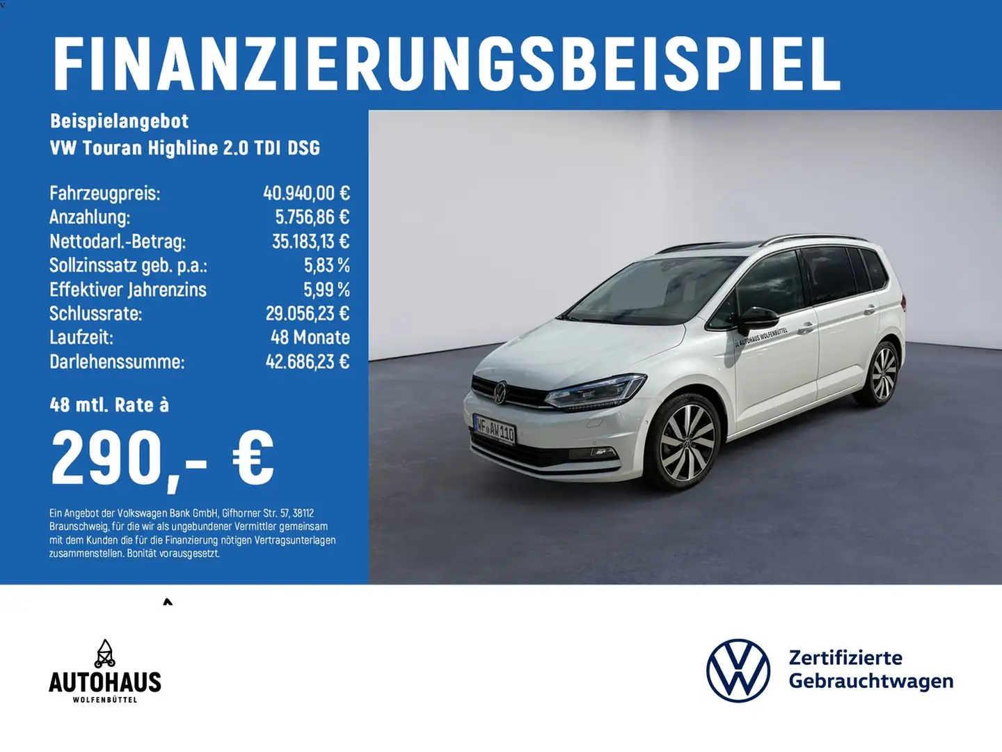 Volkswagen Touran Highline 2.0 TDI DSG Weiß - 2