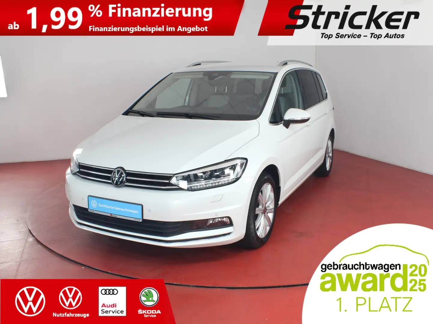 Volkswagen Touran Highline 2.0TDI DSG 295,-ohne Anzahlung AHK 7-Sit Weiß - 2
