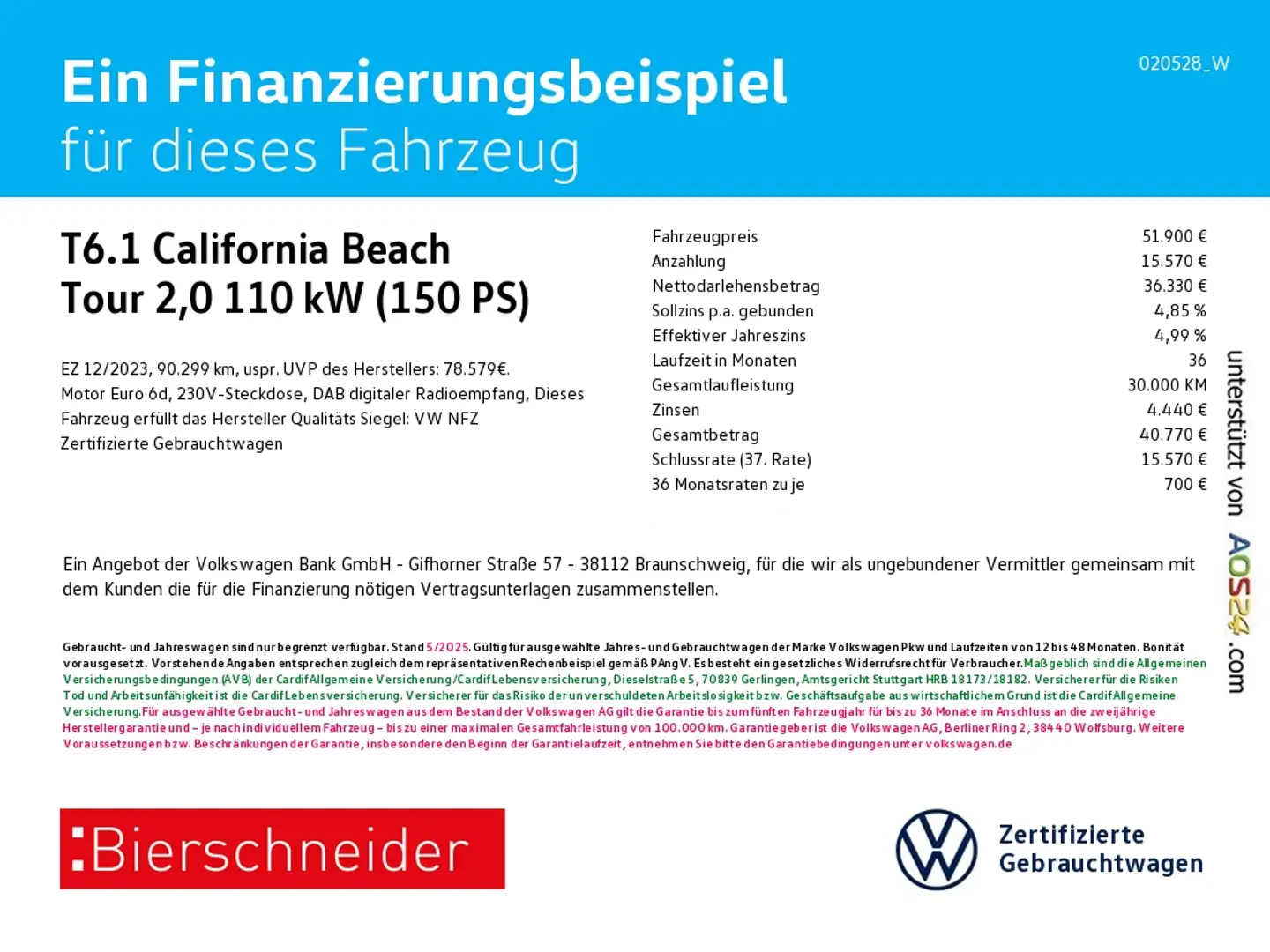 Volkswagen T6.1 California 6.1 Beach Tour 2,0 TDI DSG AHK Navi Rot - 2