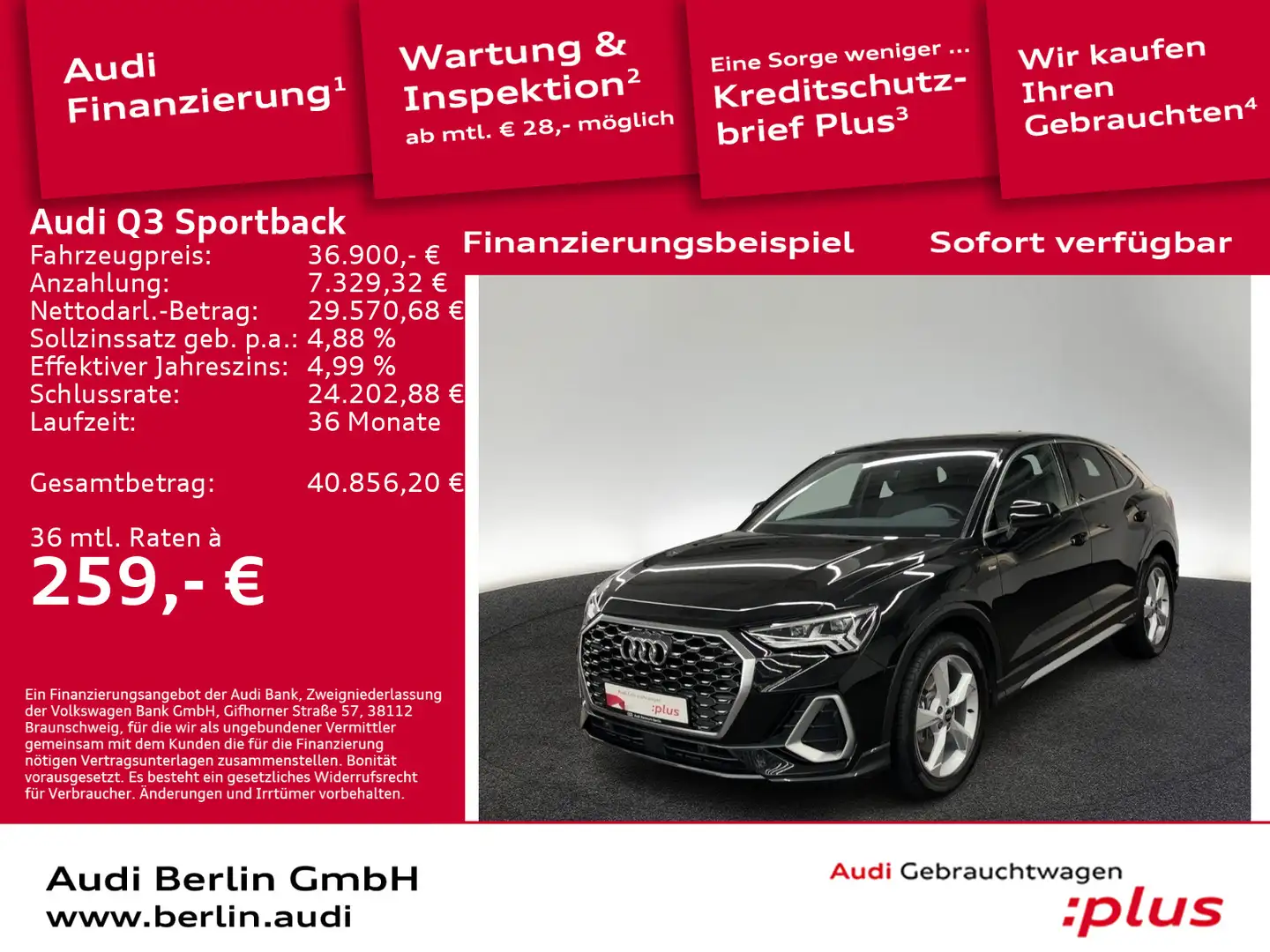 Audi Q3 S line 40 TDI qu.S tr. AHK RFK STDH Schwarz - 1