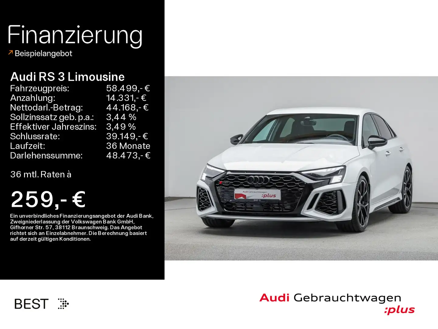 Audi RS3 *MATRIX*NAVI-PLUS*B&O*RS-AGA*280KM Weiß - 1