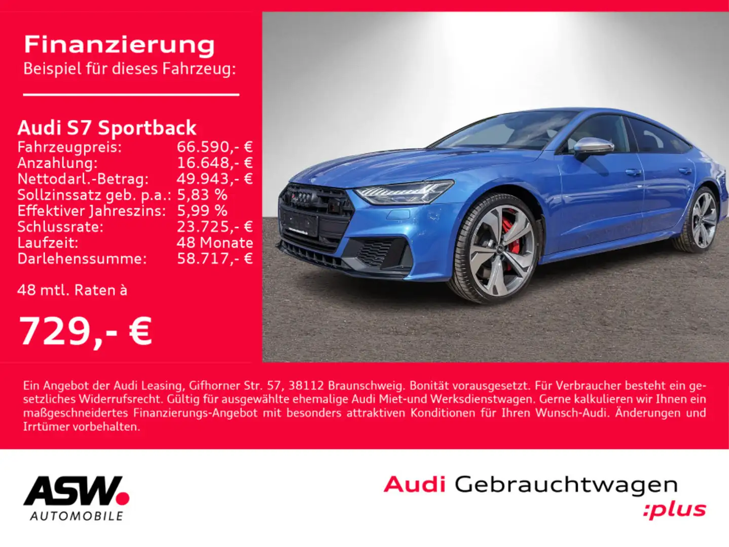 Audi S7 quattro 3.0TDI Navi Matrix Pano B&O Синій - 1
