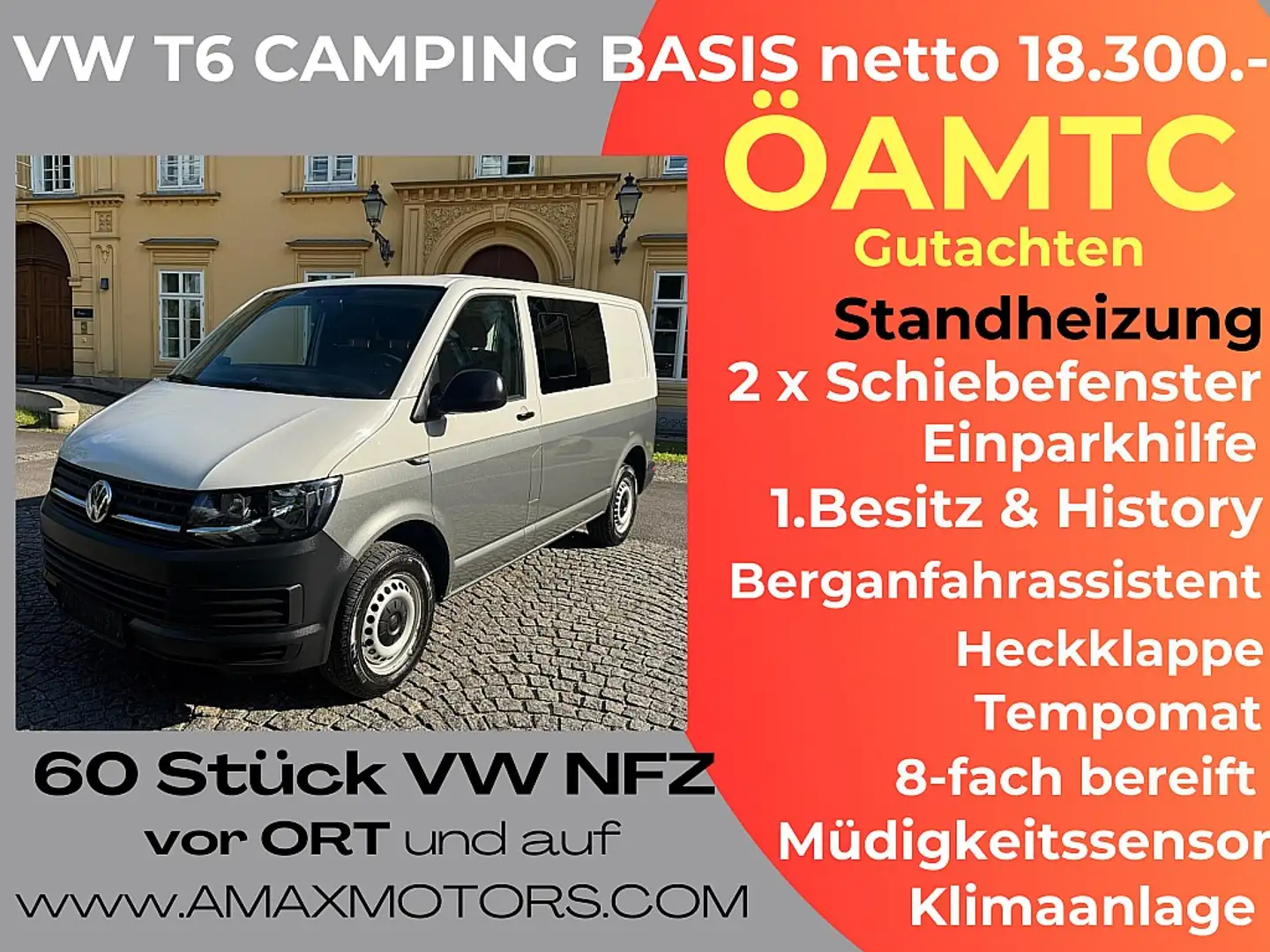 Volkswagen T6 Transporter T6 Kastenwagen KR 2,0 TDI BMT Klima Komfortsitz... Weiß - 1