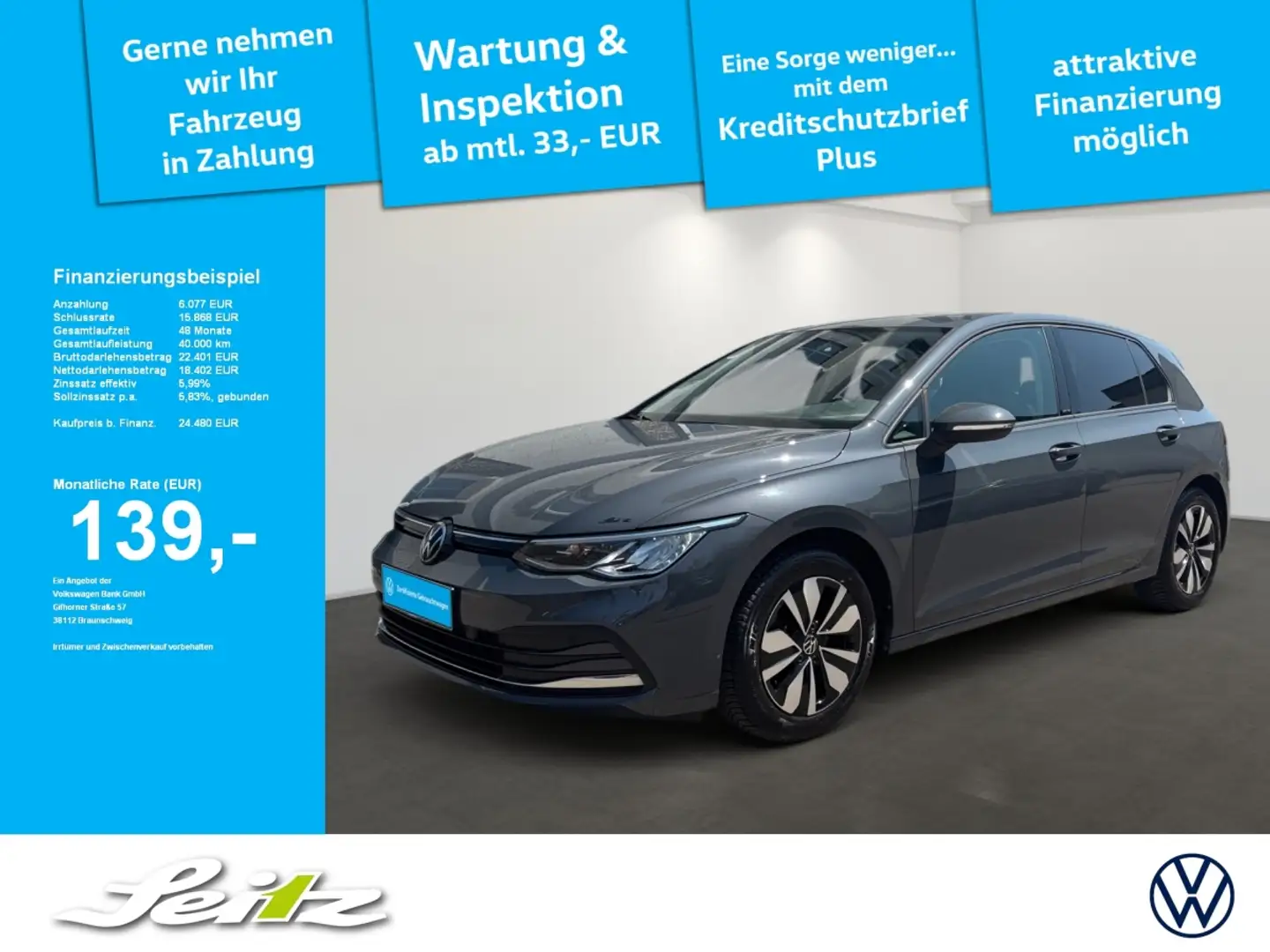 Volkswagen Golf VIII 1.5 TSI Move *LED*NAVI*PARKSENSOR* Gris - 1