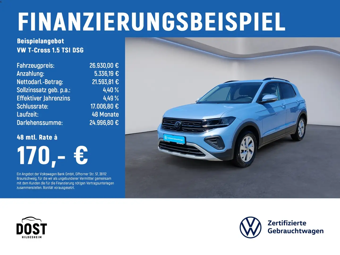 Volkswagen T-Cross 1.5 TSI DSG Life AHK+DAB+KLIMA+NAVI+SHZ Blau - 2