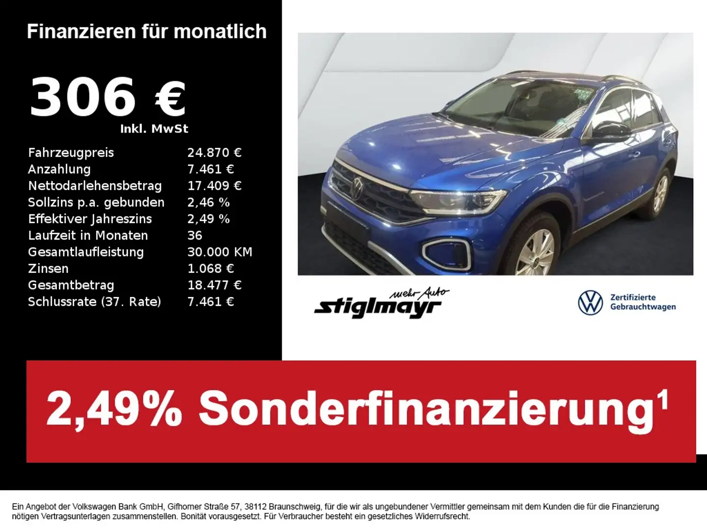 Volkswagen T-Roc GOAL 2.0 TDI AHK+LED+NAVI Bleu - 1