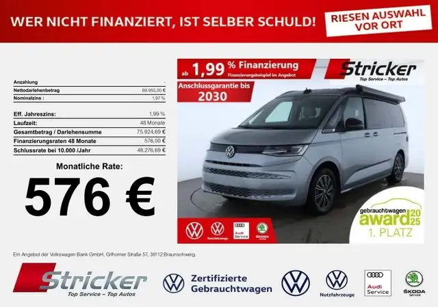 Volkswagen T7 California Coast 1.5TSI eHybrid DSG 4M 576,-ohne Anzahlung N