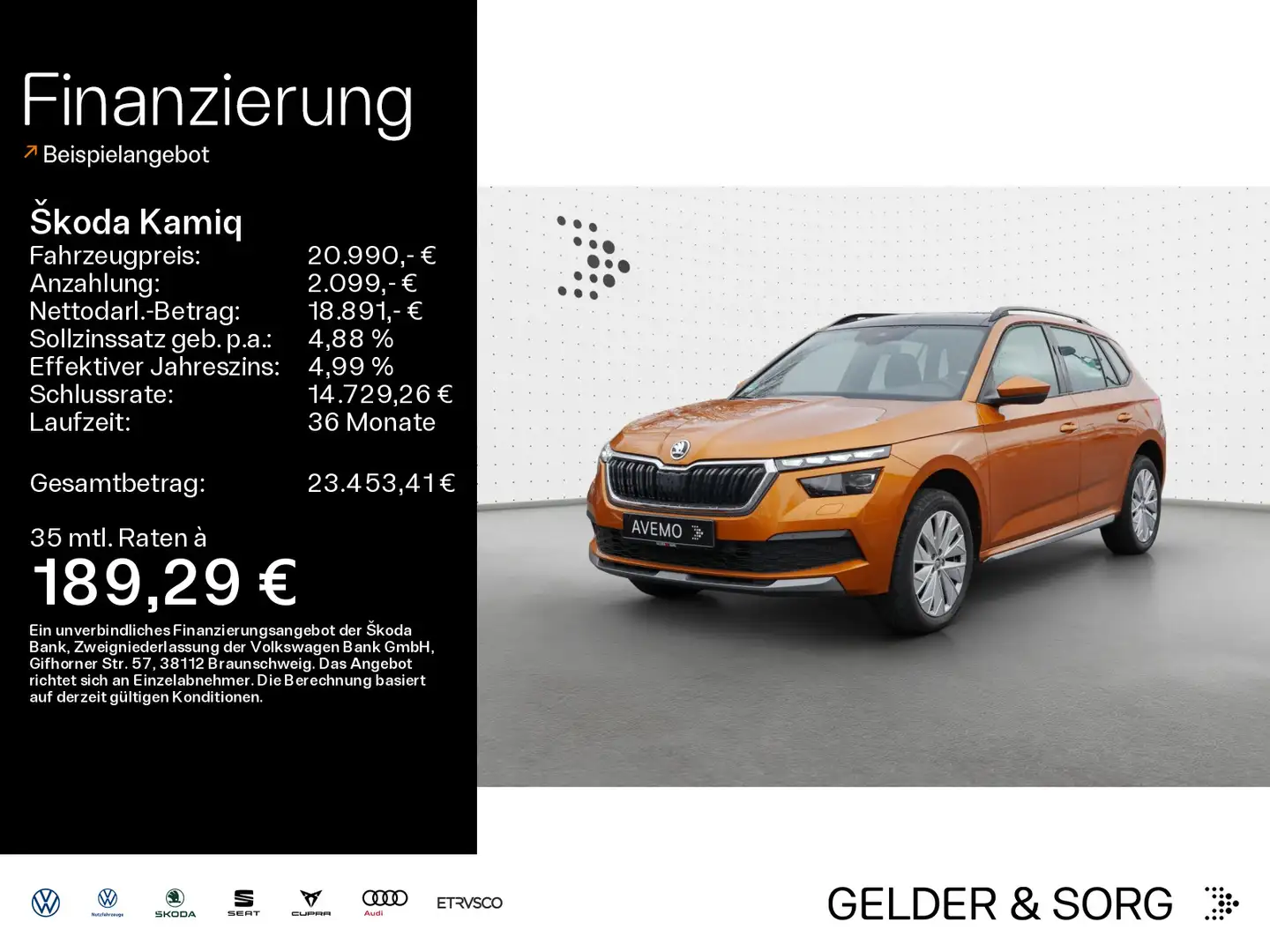 Skoda Kamiq Style 1.0 TSI RFK|LED|GRA|Panorama|EPH Orange - 1