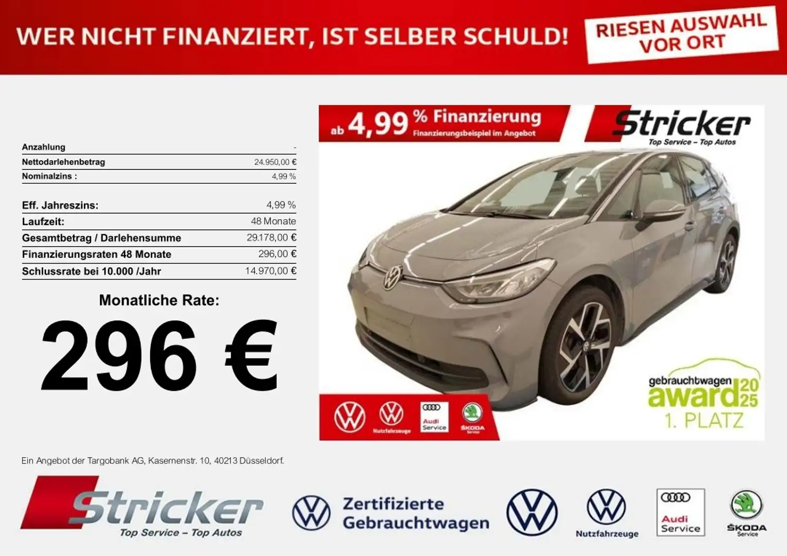 Volkswagen ID.3 Pro 150/58 296,-ohne Anzahlung Navi Sitzheizung Grau - 2