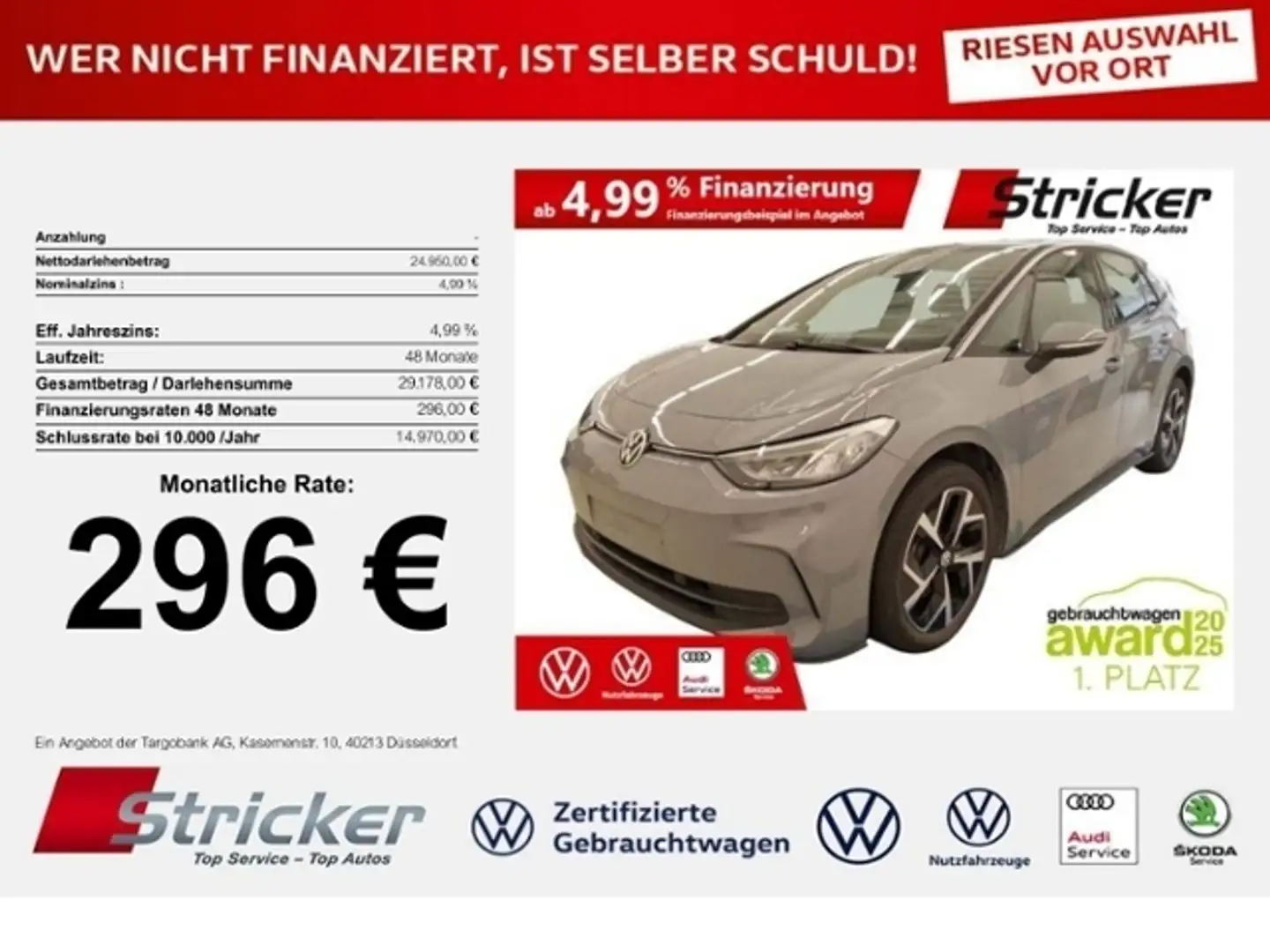 Volkswagen ID.3 Pro 150/58 296,-ohne Anzahlung Navi Sitzheizung Grau - 1