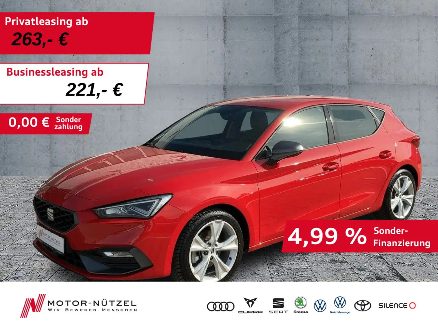 SEAT Leon 1.0 eTSI DSG FR LED+NAV+APP+SHZ+RFK+GRA+17" Rot - 1