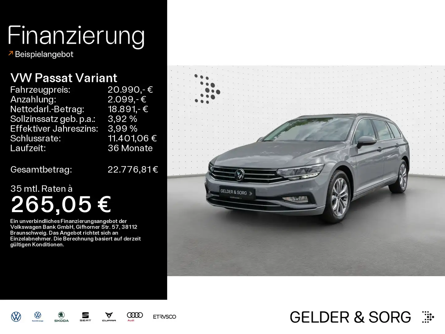 Volkswagen Passat Variant Business 2.0 TDI Pano*RFK*LED*AHK Grijs - 1