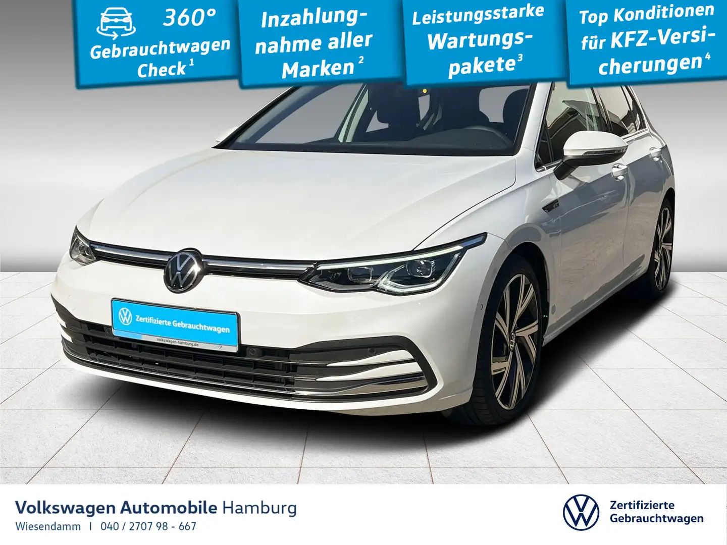 Volkswagen Golf VIII 2.0 TSI Style DSG Rückfkamera AHK Navi Blanc - 1